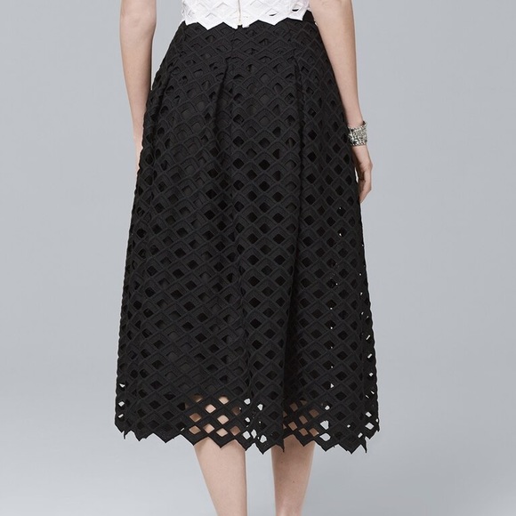 LATTICE BLACK FULL MIDI SKIRT - Picture 2 of 4